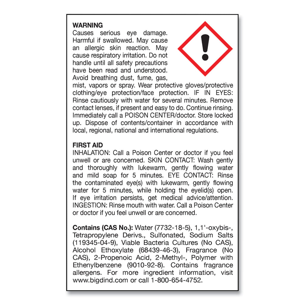 Enzym D Digester Liquid Deodorant, Lemon, 32 oz Bottle, 12/Carton