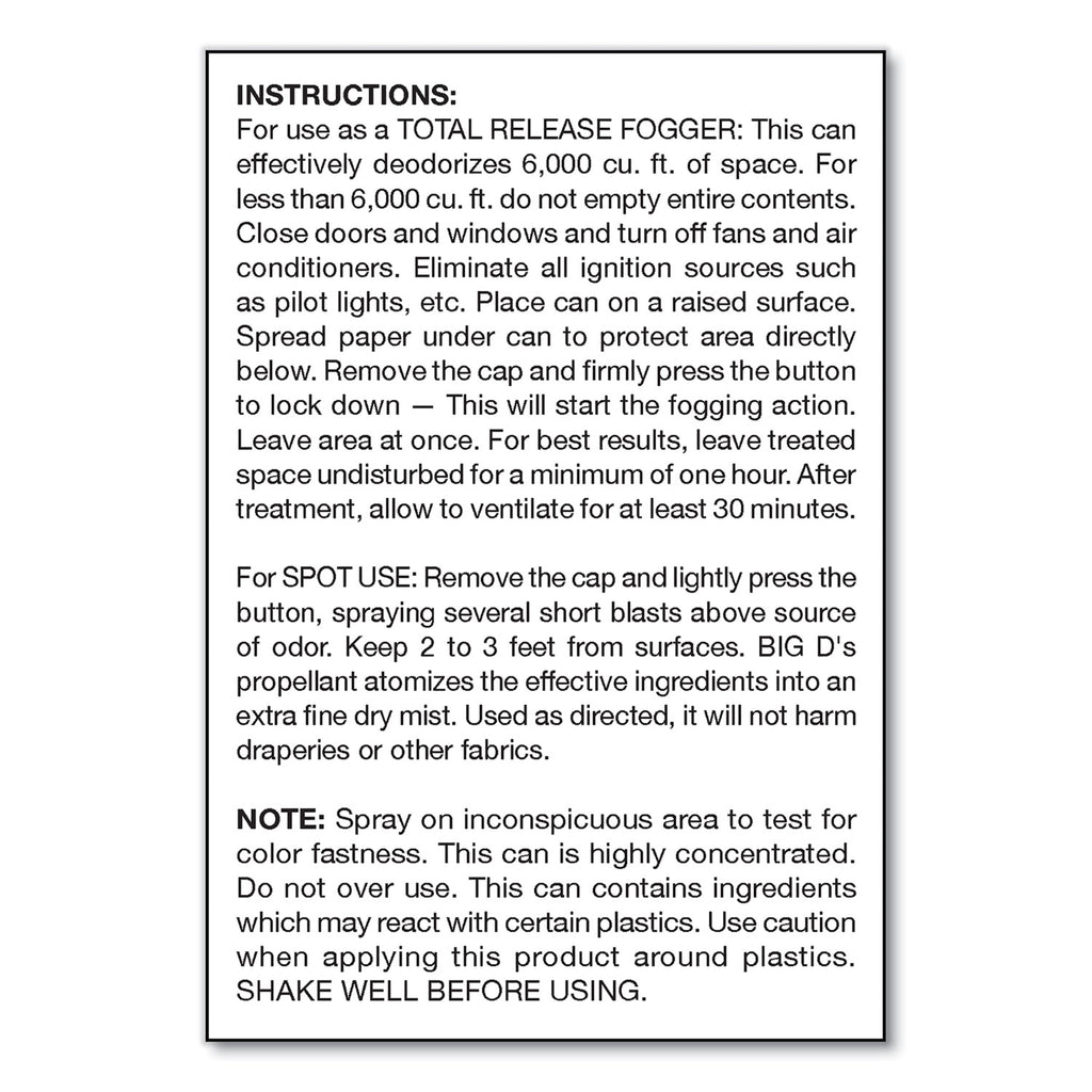 Odor Control Fogger, Original Scent, 5 oz Aerosol Spray, 12/Carton