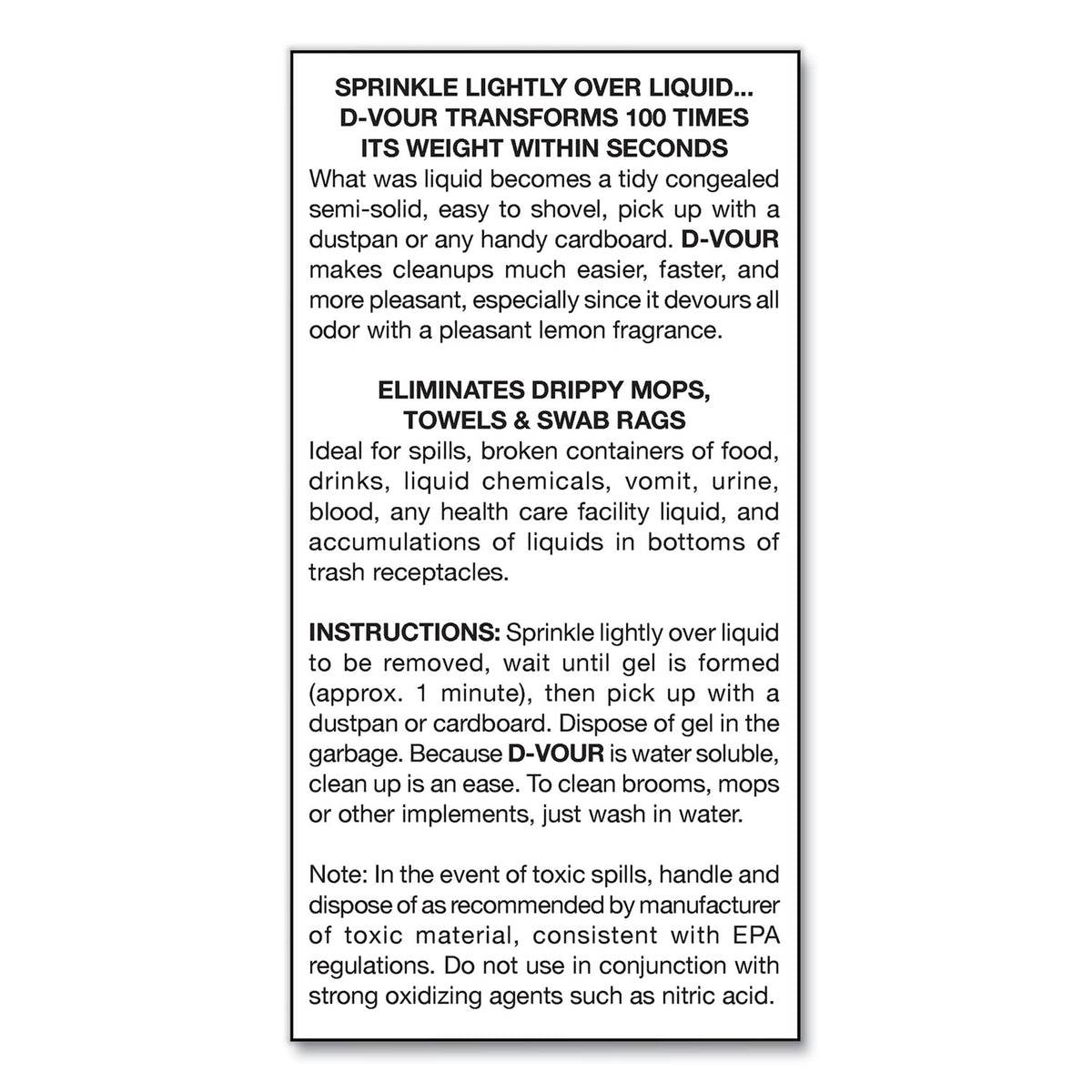 D-Vour Absorbent Powder, Lemon, 16 oz Canister, 6/Carton
