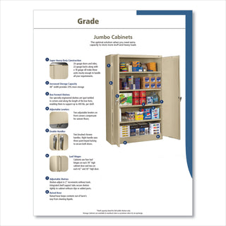 Assembled Jumbo Steel Storage Cabinet, 48w x 24d x 78h, Light Gray - 
