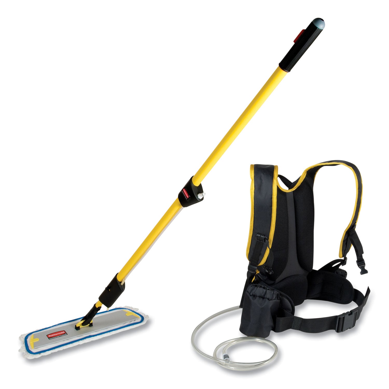 Flow Finishing System, 18" Wide Nylon Head, 56" Yellow Plastic Handle - 