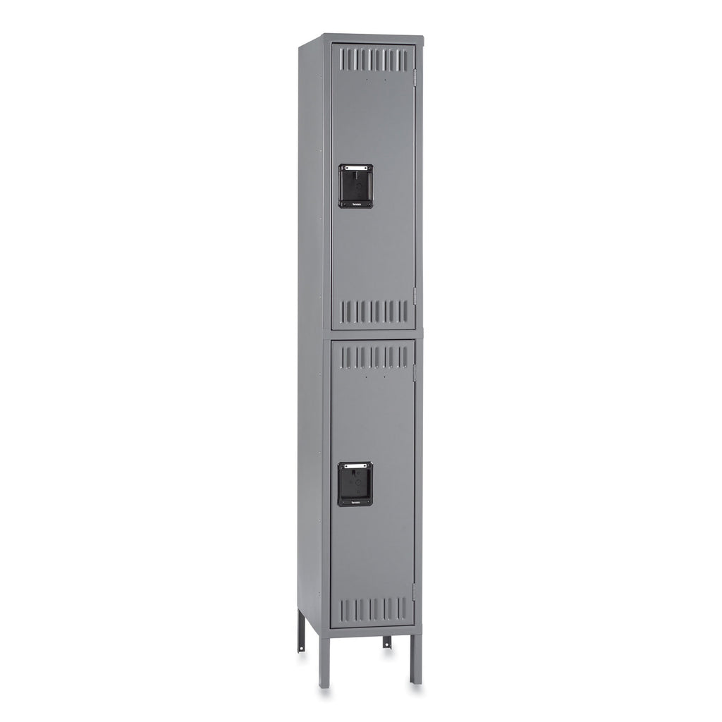 Double Tier Locker with Legs, Single Stack, 12w x 18d x 78h, Medium Gray - 