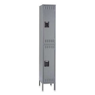 Double Tier Locker with Legs, Single Stack, 12w x 18d x 78h, Medium Gray - 