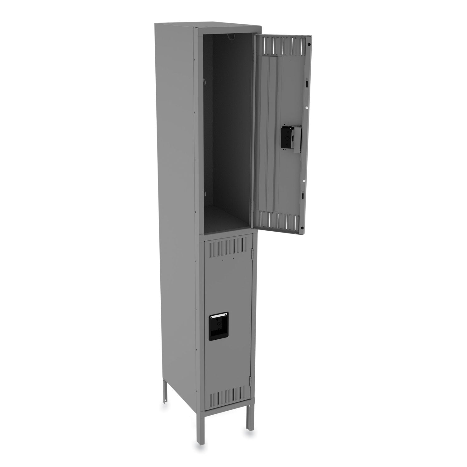 Double Tier Locker with Legs, Single Stack, 12w x 18d x 78h, Medium Gray - 