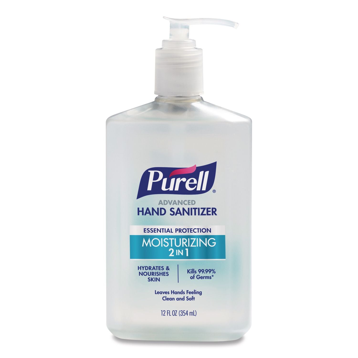 2 in 1 Moisturizing Advanced Hand Sanitizer Gel, 12 oz Pump Bottle, Clean Scent