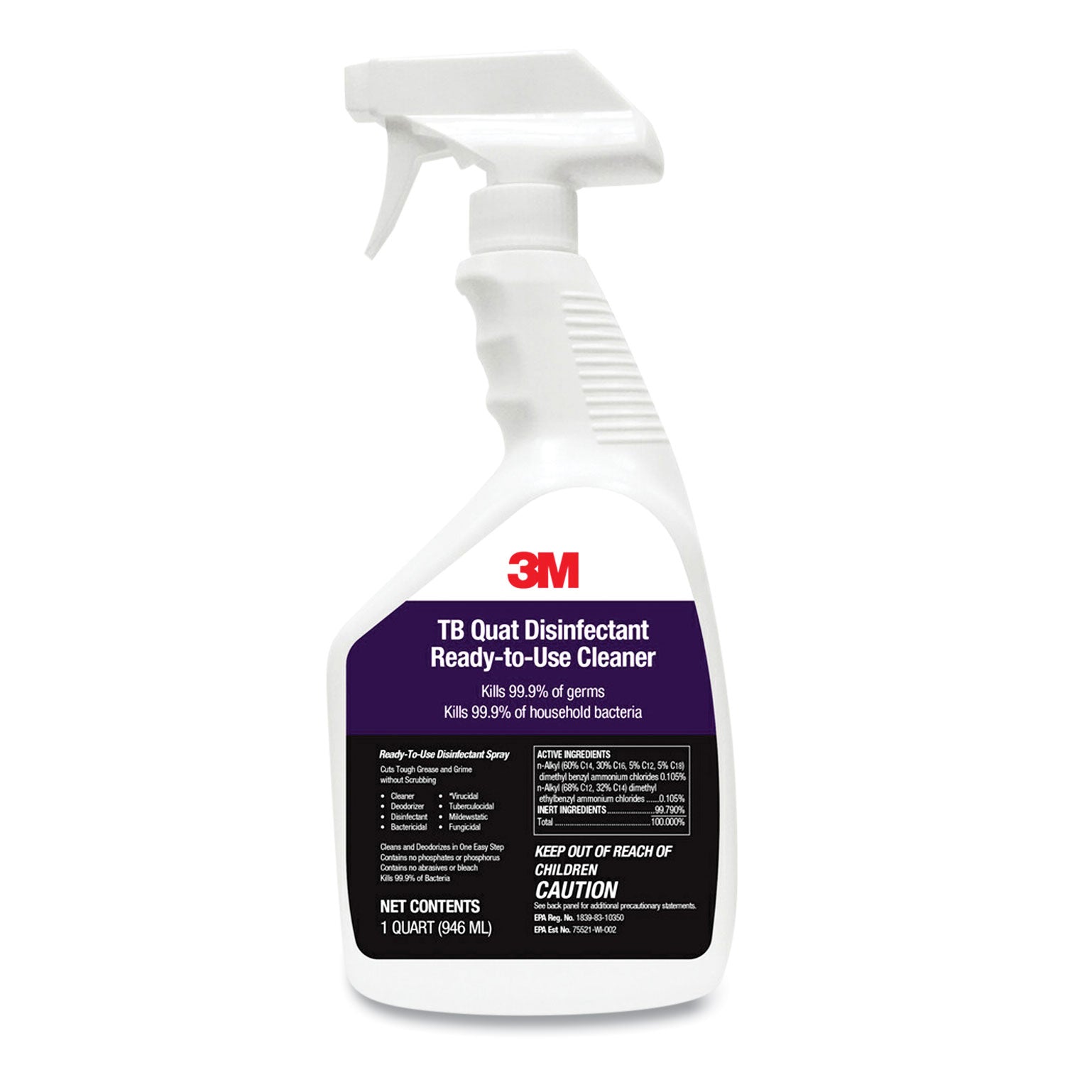 tb-quat-disinfectant-ready-to-use-cleaner-lemon-scent-1-qt-bottle_mmm1027pc - 1