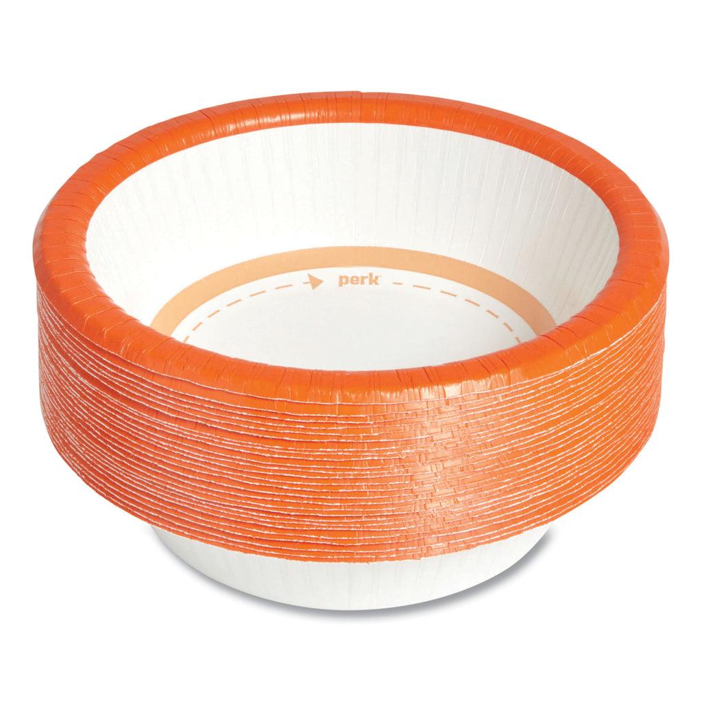 Heavy-Weight Paper Bowls, 12 oz, White/Orange, 125/Pack, 4 Packs/Carton