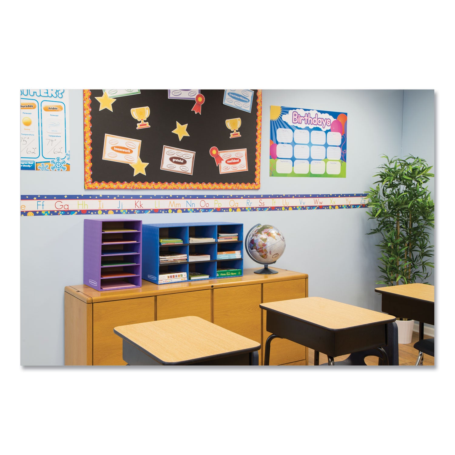 Vertical Classroom Organizer, 6 Shelves, 11.88 x 13.25 x 18, Purple - 