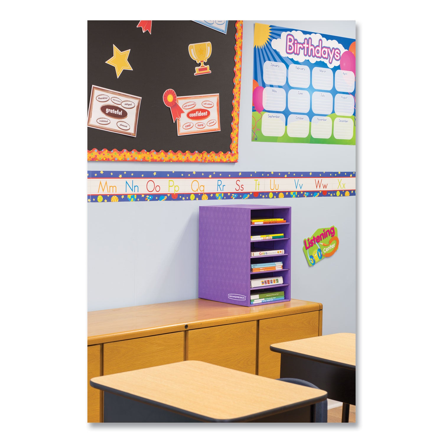 Vertical Classroom Organizer, 6 Shelves, 11.88 x 13.25 x 18, Purple - 