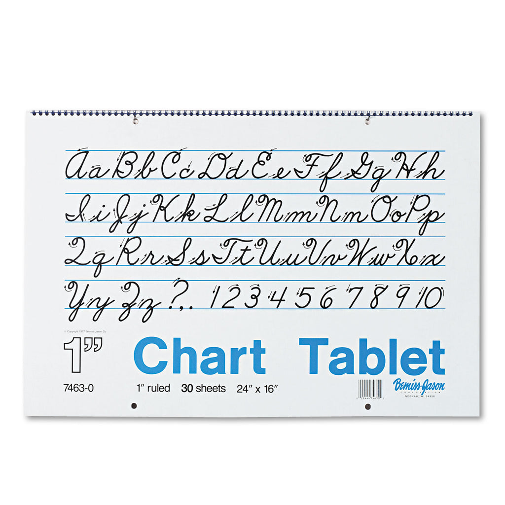 Chart Tablets, Presentation Format (1" Rule), 24 x 16, White, 30 Sheets