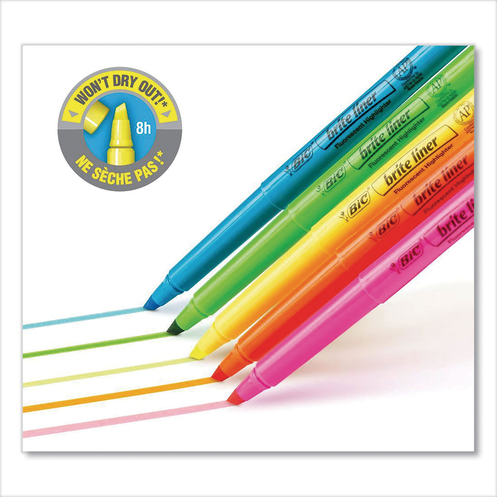 Brite Liner Highlighter, Fluorescent Orange Ink, Chisel Tip, Orange/Black Barrel, Dozen