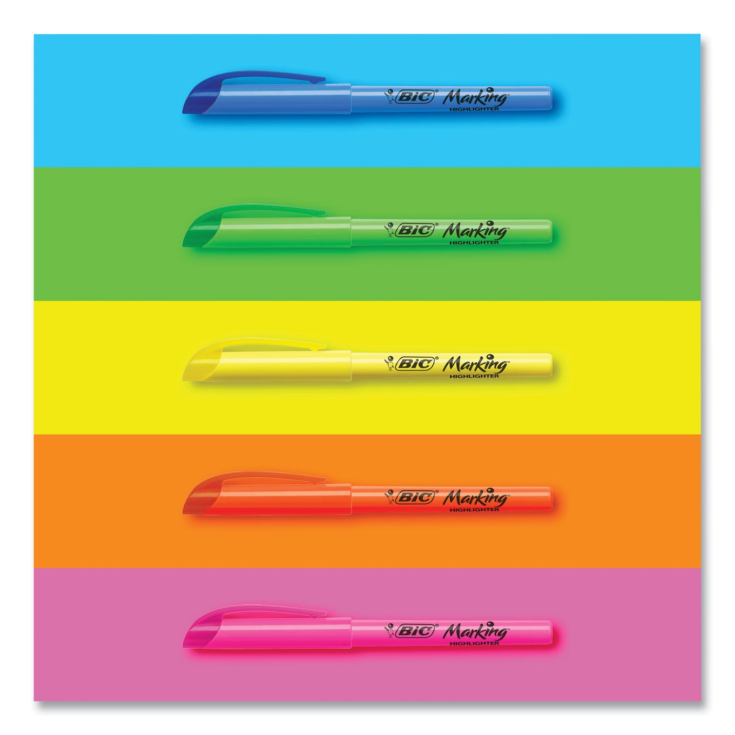 Brite Liner Highlighter, Fluorescent Blue Ink, Chisel Tip, Blue/Black Barrel, Dozen - 