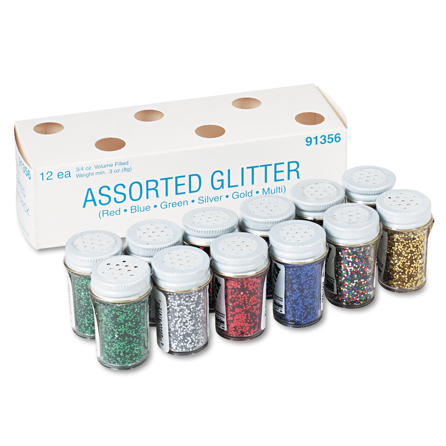 Spectra Glitter, 0.04 Hexagon Crystals, Assorted, 0.75 oz Shaker-Top Jar, 12/Pack - 