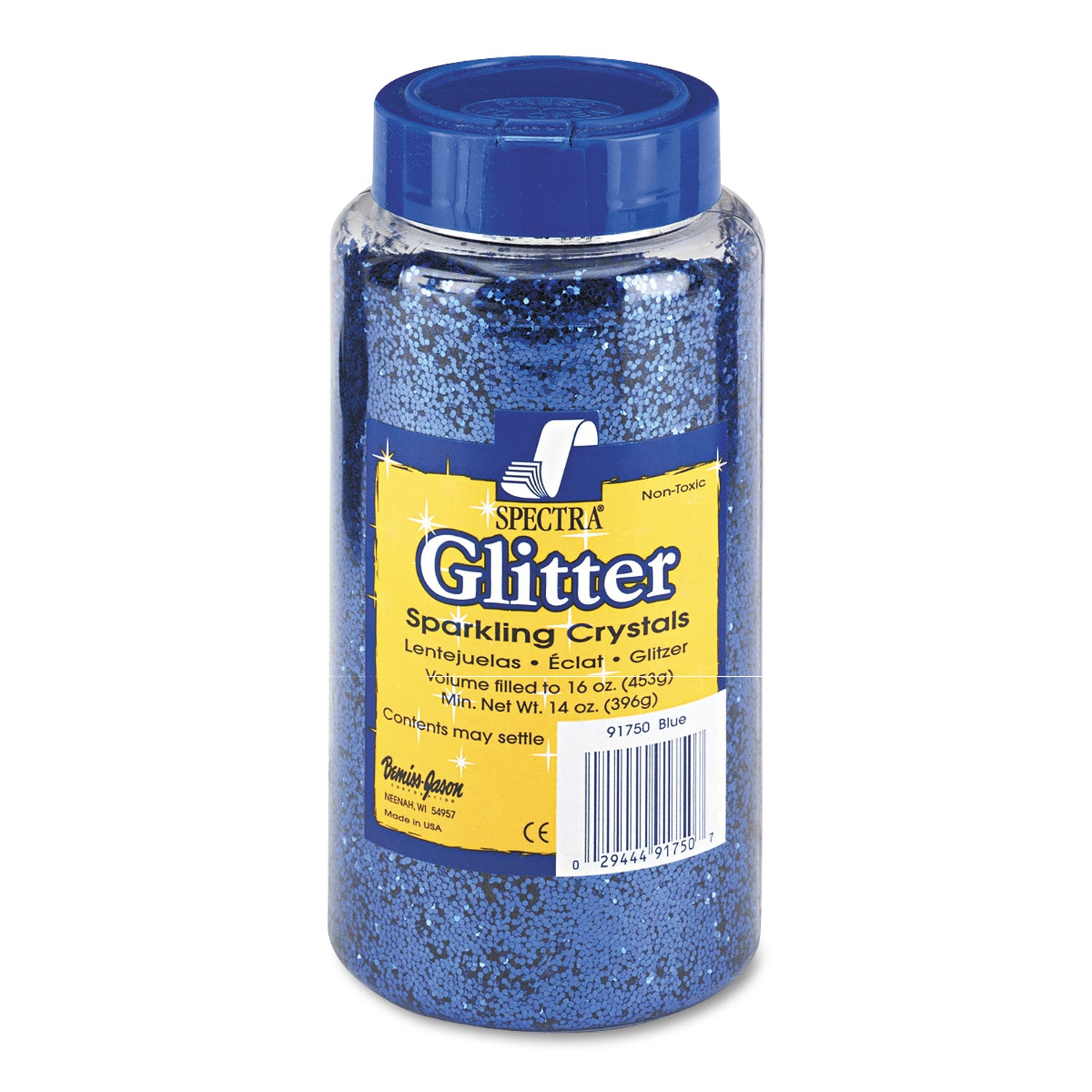 Spectra Glitter, 0.04 Hexagon Crystals, Blue, 16 oz Shaker-Top Jar - 