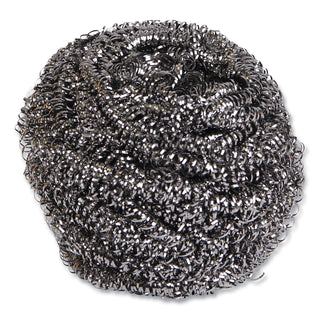 Stainless Steel Scrubber, Large Size, 2.5 x 2.75, Steel Gray, 12/Carton - 