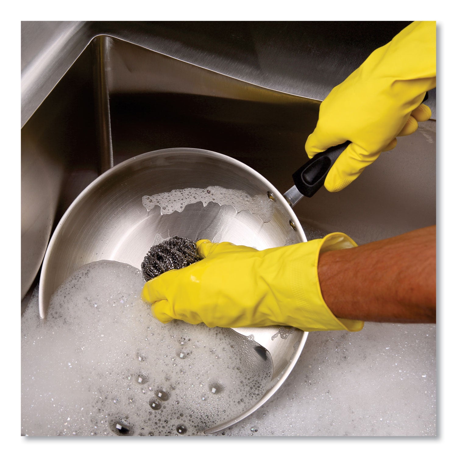 Stainless Steel Scrubber, Large Size, 2.5 x 2.75, Steel Gray, 12/Carton - 