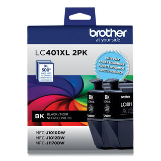 LC401XL2PKS High-Yield Ink, 500 Page-Yield, Black, 2/Pack