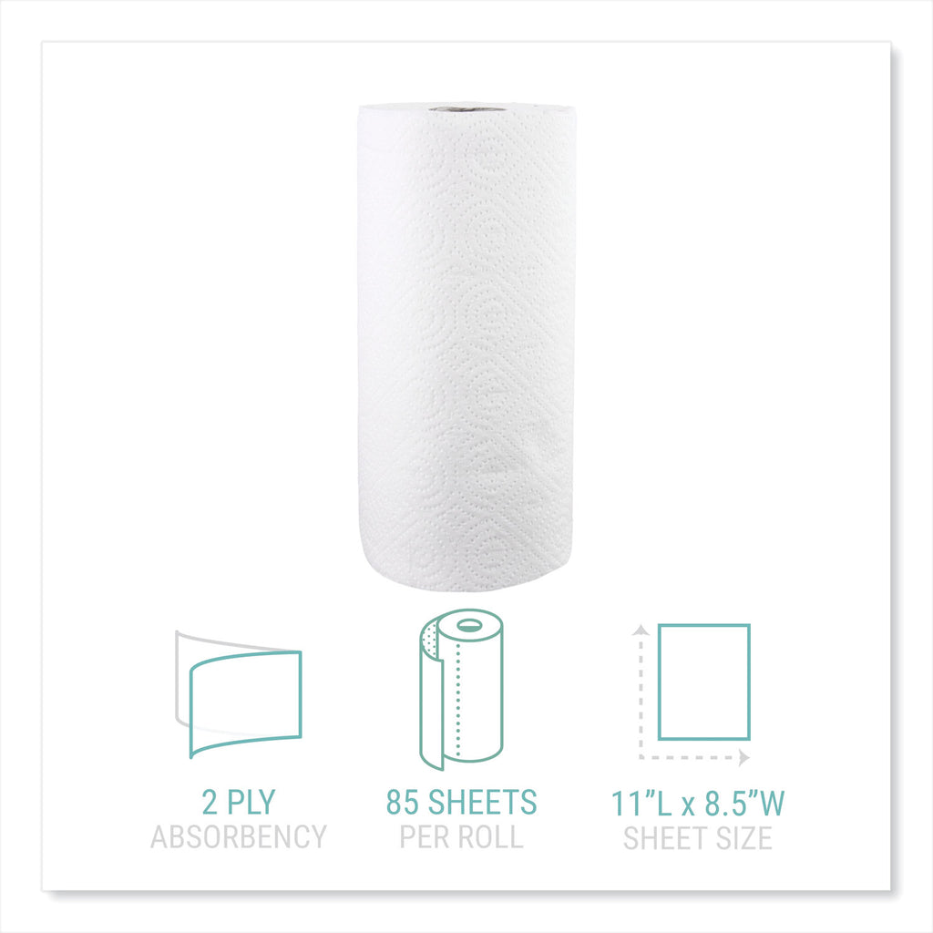 Kitchen Roll Towels, 2-Ply, 11 x 8.5, White, 85/Roll, 30 Rolls/Carton - 3