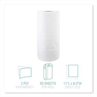 Kitchen Roll Towels, 2-Ply, 11 x 8.5, White, 85/Roll, 30 Rolls/Carton - 3