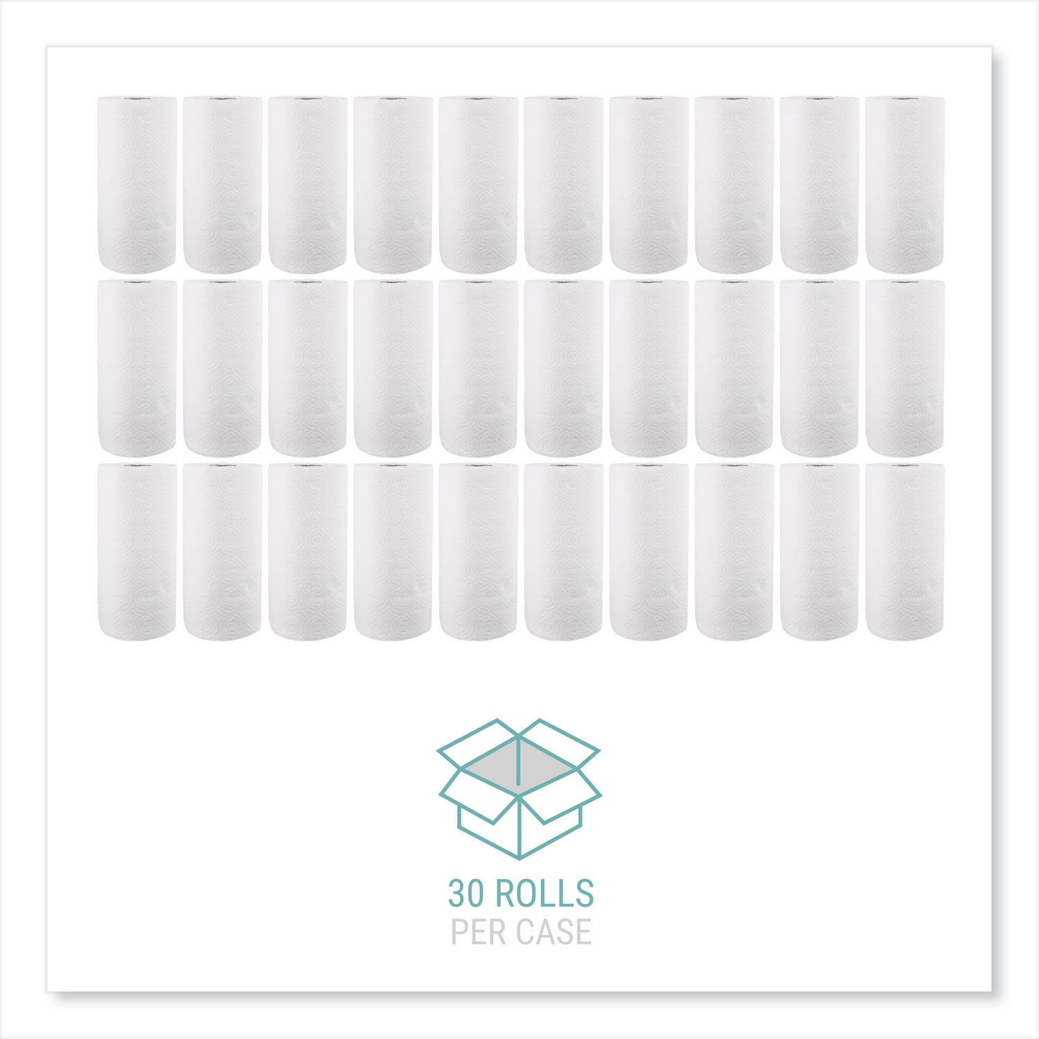 Kitchen Roll Towels, 2-Ply, 11 x 8.8, White, 100/Roll, 30 Rolls/Carton - 