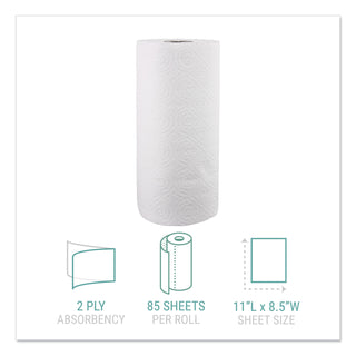 Kitchen Roll Towels, 2-Ply, 11 x 8.5, White, 85/Roll - 