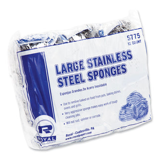 Stainless Steel Sponge, Polybagged, 1.75 oz, Gray, 12/Pack, 6 Packs/Carton