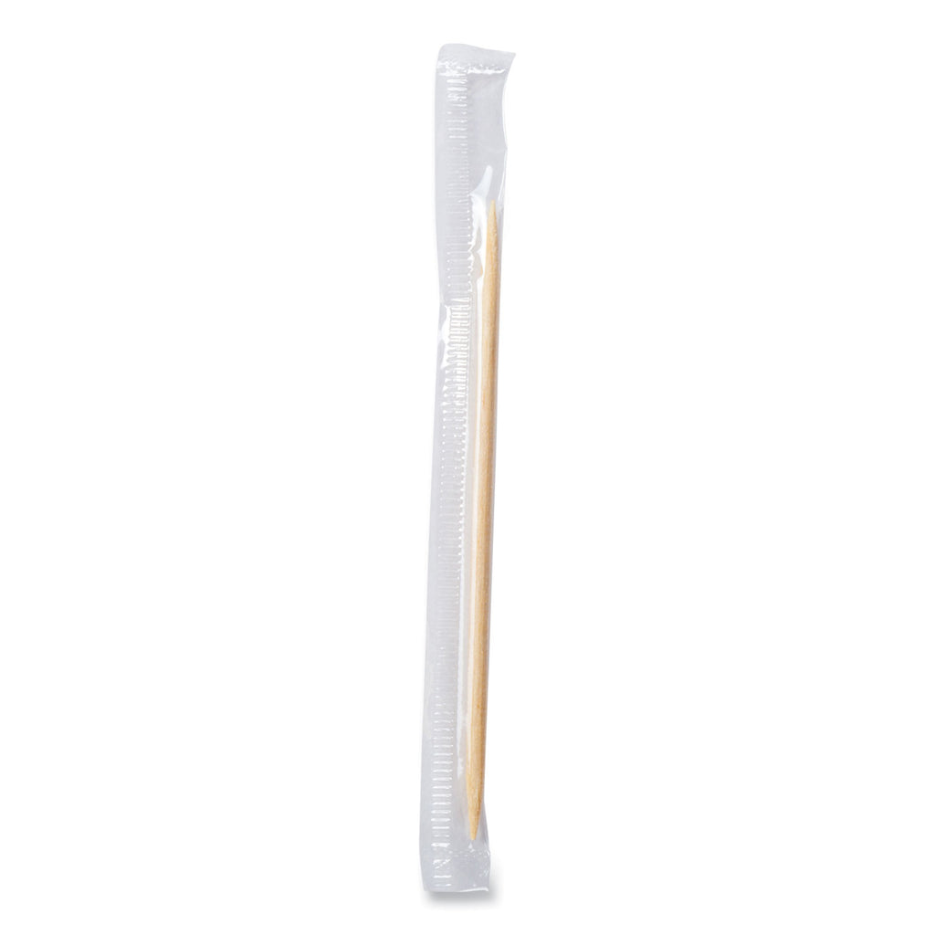 Mint Cello-Wrapped Wood Toothpicks, 2.5", Natural, 1,000/Box, 15 Boxes/Carton