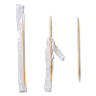 Mint Cello-Wrapped Wood Toothpicks, 2.5", Natural, 1,000/Box, 15 Boxes/Carton