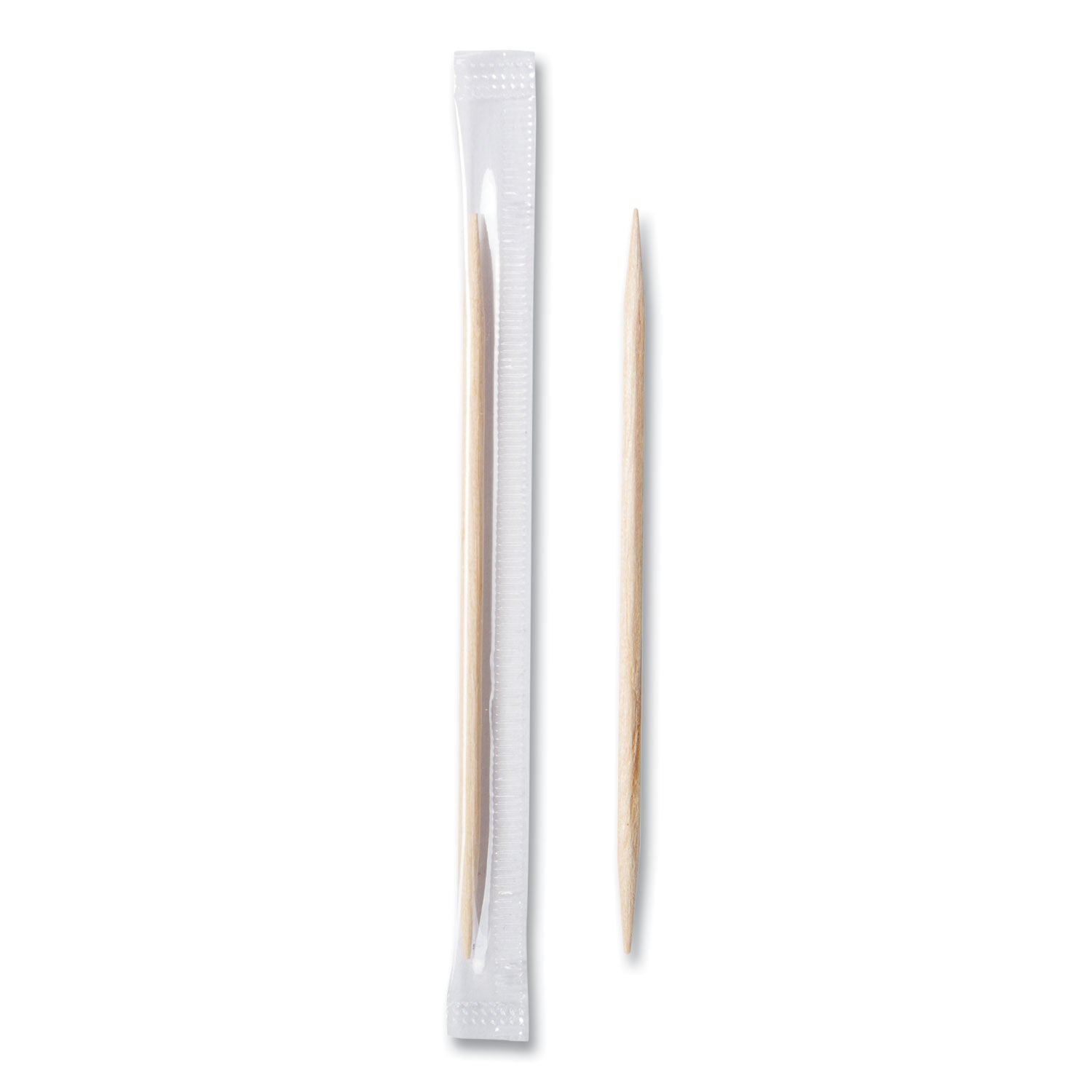 Cello-Wrapped Round Wood Toothpicks, 2.5", Natural, 1,000/Box, 15 Boxes/Carton - 