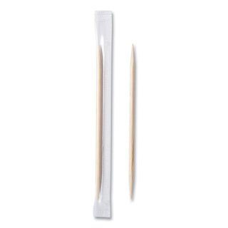 Cello-Wrapped Round Wood Toothpicks, 2.5", Natural, 1,000/Box, 15 Boxes/Carton - 