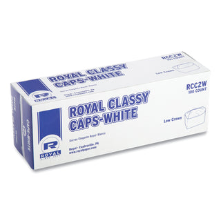 Classy Cap, Crepe Paper, Adjustable, One Size Fits All, White, 100 Caps/Pack, 10 Packs/Carton