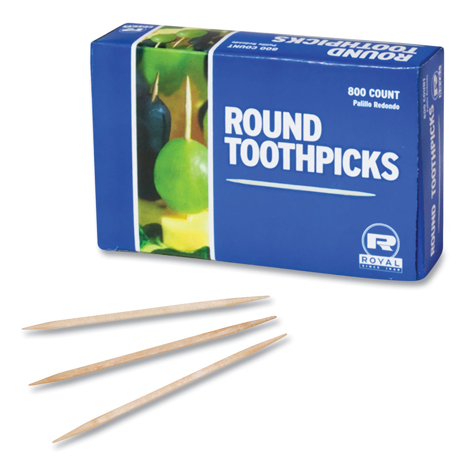 Round Wood Toothpicks, 2.5", Natural, 800/Box, 24 Boxes/Case, 5 Cases/Carton, 96,000 Toothpicks/Carton - 