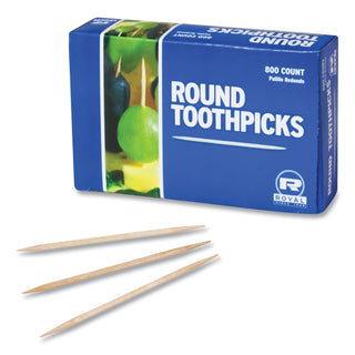 Round Wood Toothpicks, 2.5", Natural, 800/Box, 24 Boxes/Case, 5 Cases/Carton, 96,000 Toothpicks/Carton - 