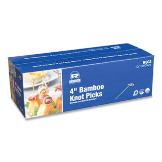 Knotted Bamboo Pick, Natural, 4", 100 Pack, 10 Packs/Carton