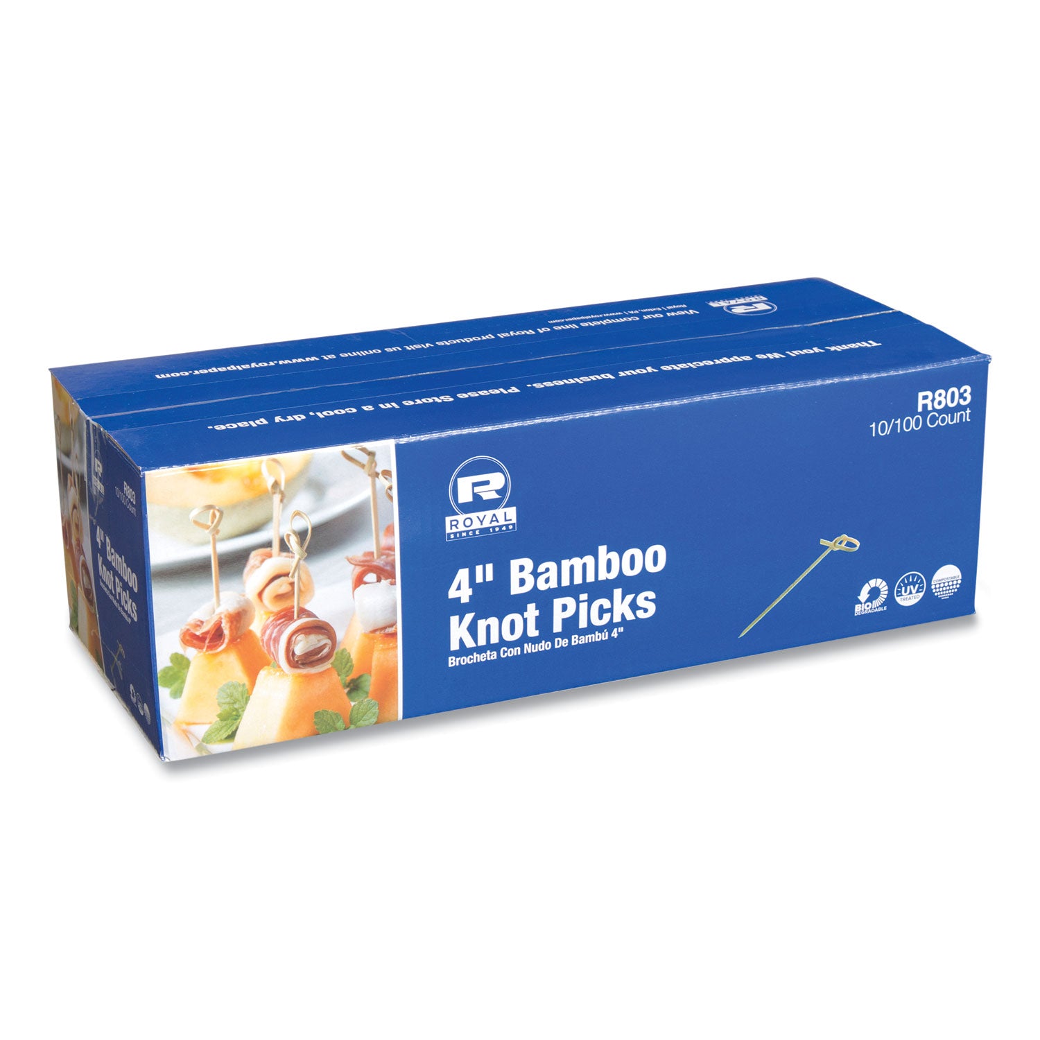Knotted Bamboo Pick, Natural, 4", 100 Pack, 10 Packs/Carton