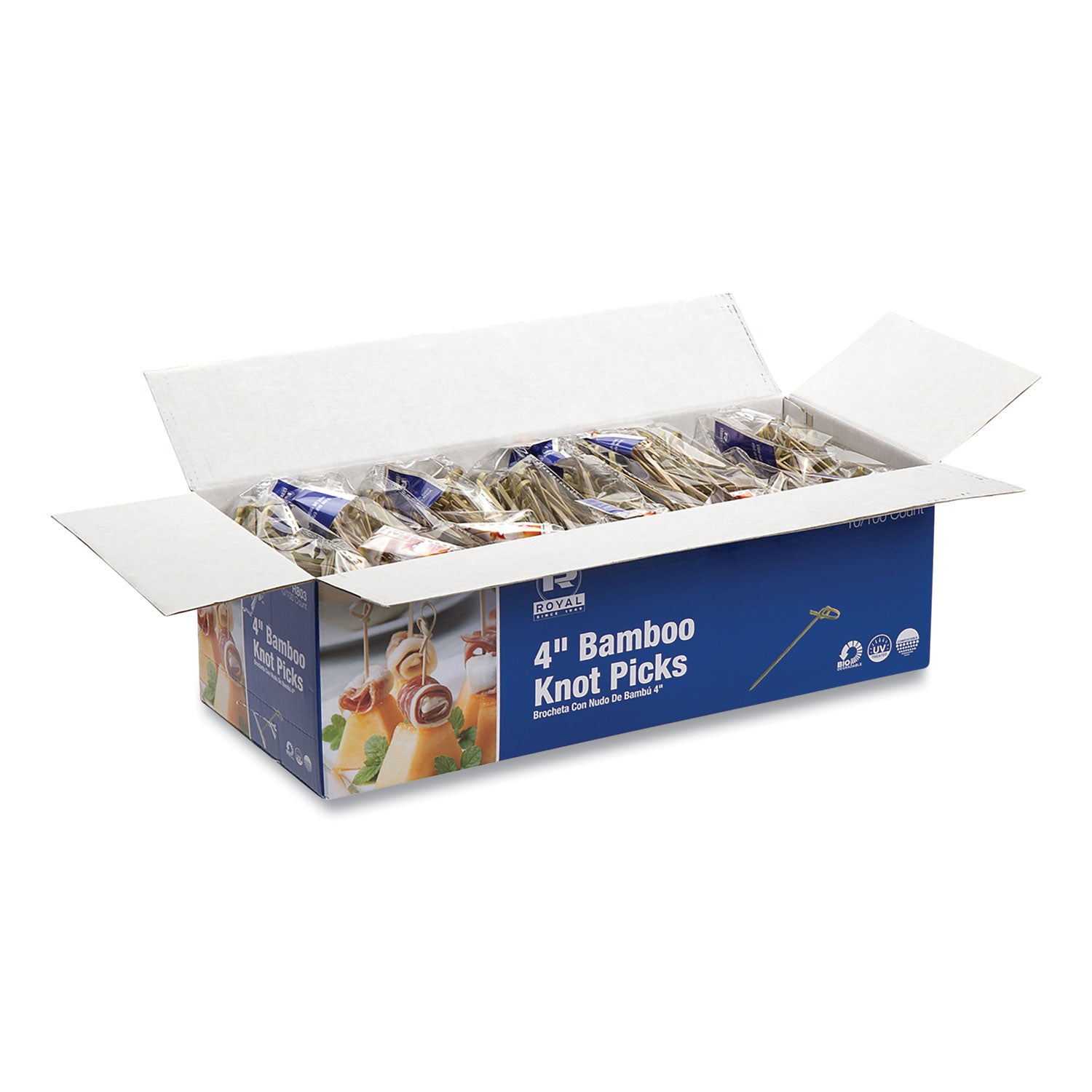 Knotted Bamboo Pick, Natural, 4", 100 Pack, 10 Packs/Carton