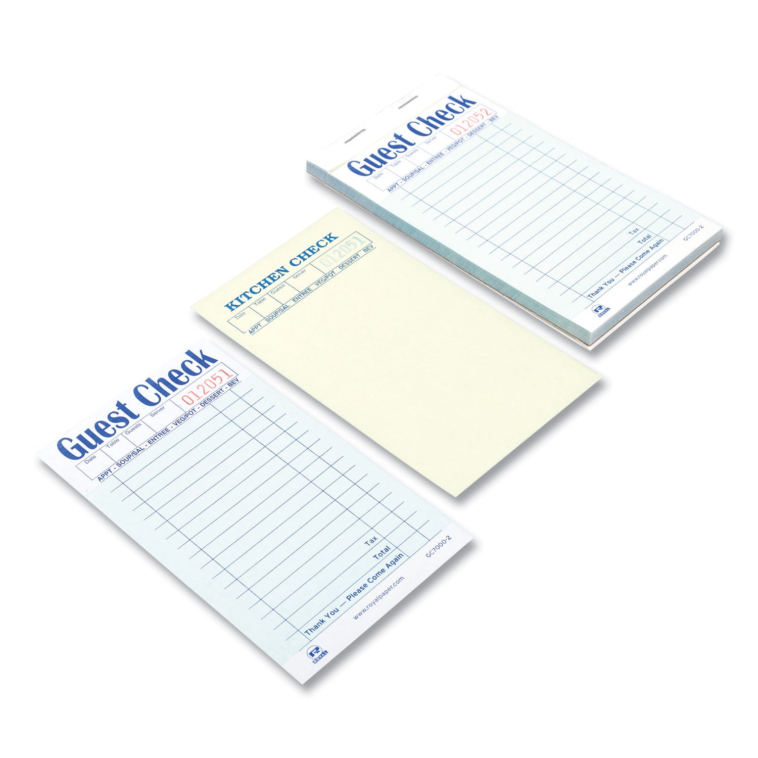 Guest Check Pad, 17 Lines, Two-Part Carbonless, 3.6 x 6.7, 50 Forms/Pad, 50 Pads/Carton