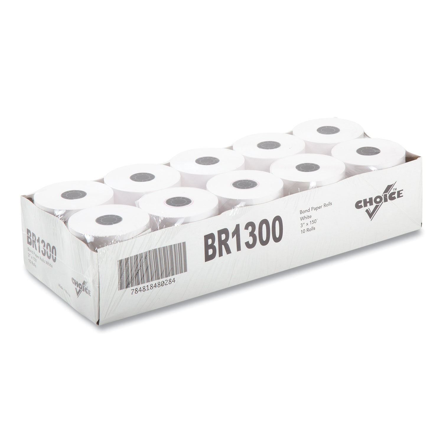 Register Rolls, 3" x 150 ft, White, 30/Carton
