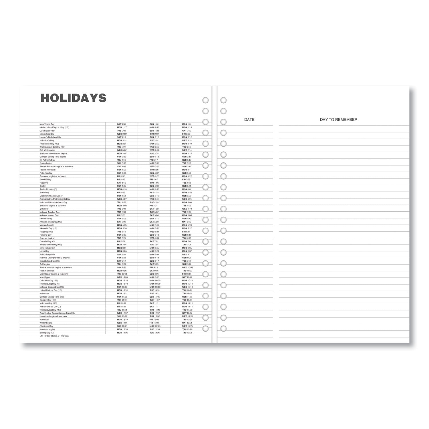 Monthly Planner, 11 x 8, Black Cover, 14-Month, Dec 2023 to Jan 2025