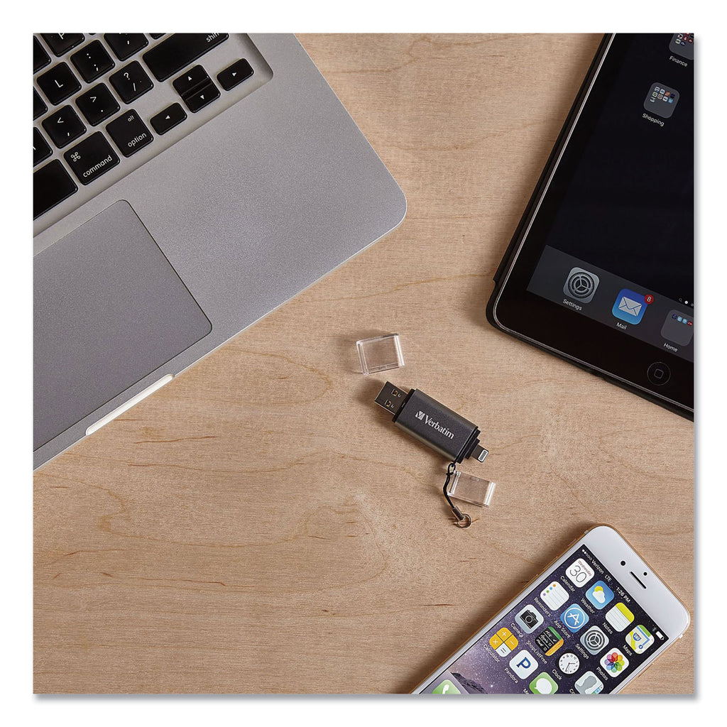 Store 'n' Go Dual USB 3.0 Flash Drive for Apple Lightning Devices, 64 GB, Graphite