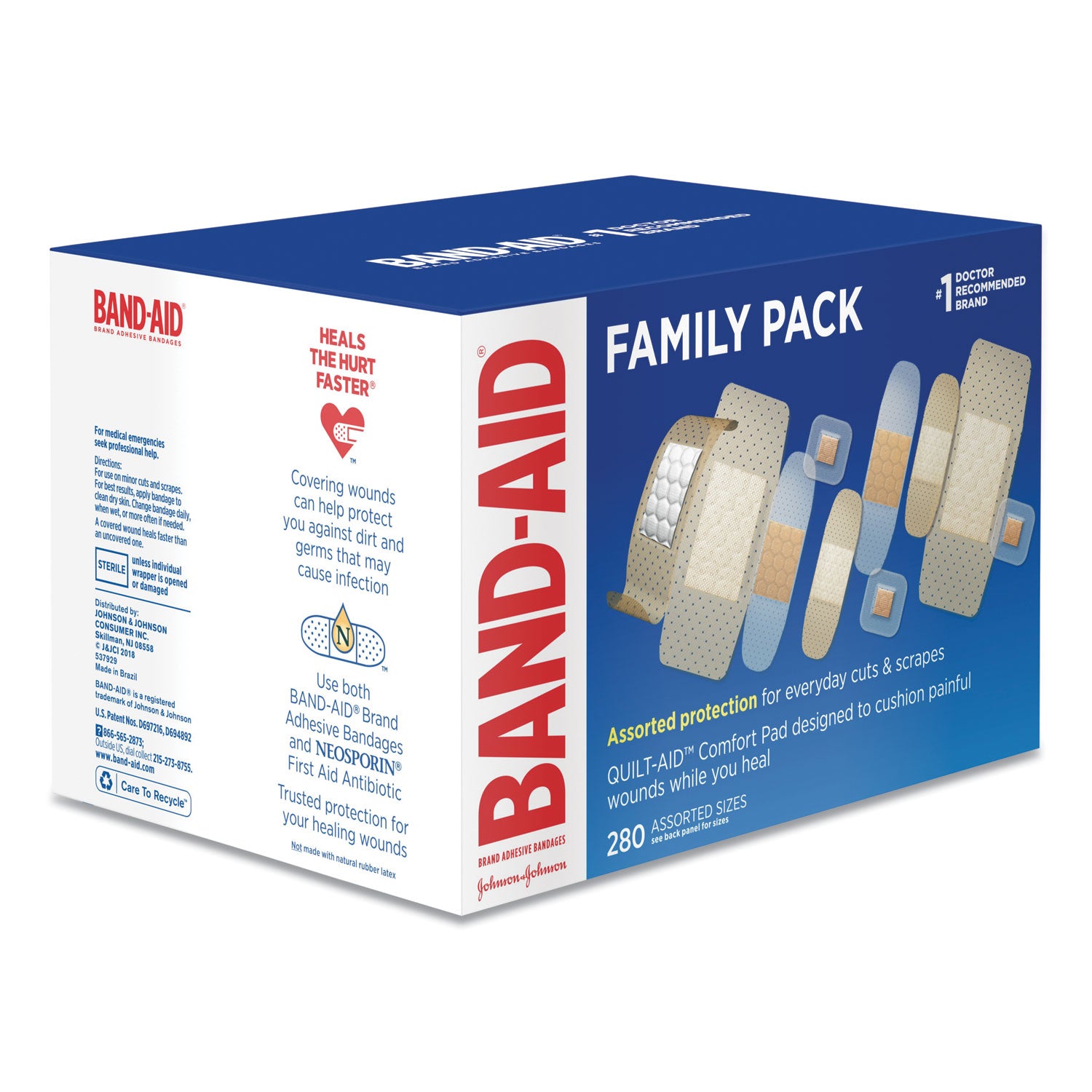 Sheer/Wet Adhesive Bandages, Assorted Sizes, 280/Box - 