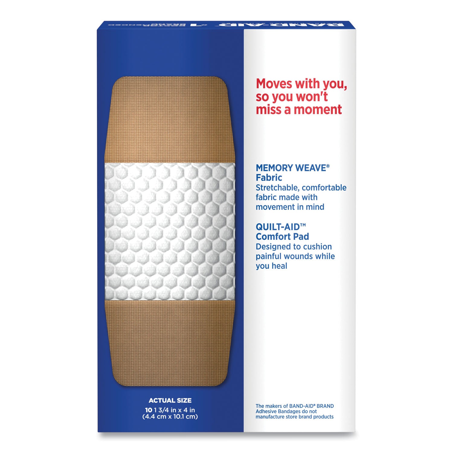 Flexible Fabric Extra Large Adhesive Bandages, 1.75 x 4, 10/Box