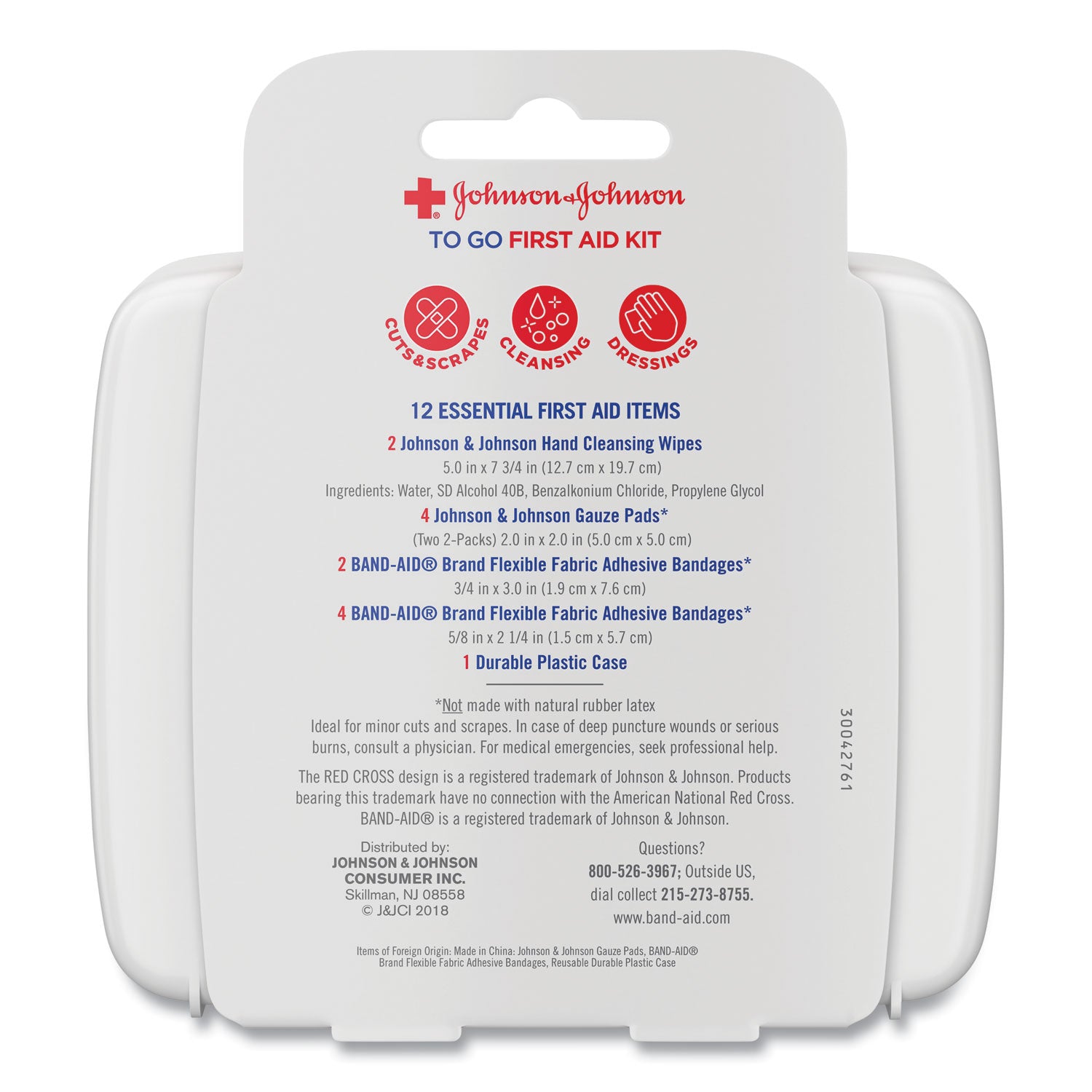 Mini First Aid To Go Kit, 12 Pieces, Plastic Case