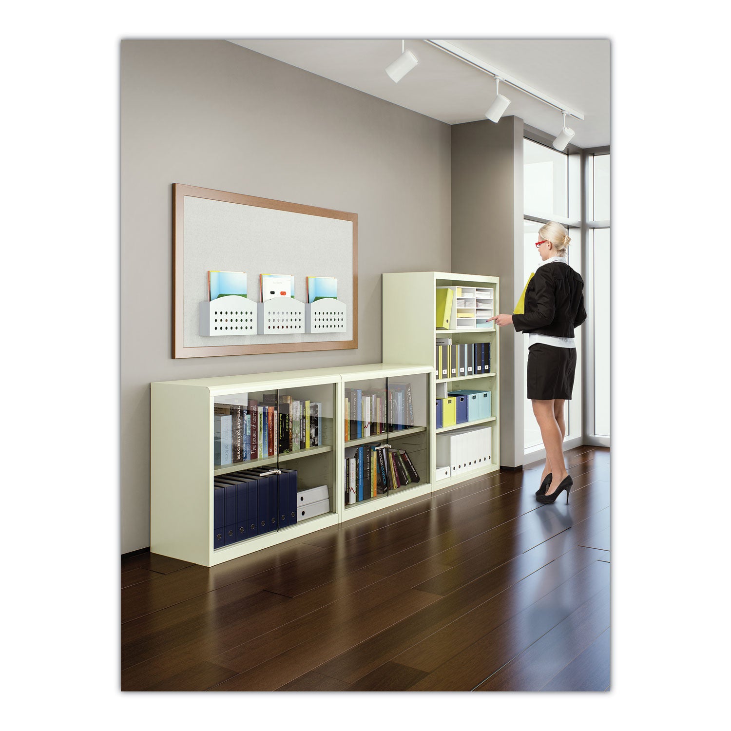 Metal Bookcase, Two-Shelf, 34.5w x 13.5d x 28h, Black - 
