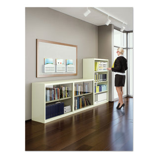 Metal Bookcase, Three-Shelf, 34.5w x 13.5d x 40h, Putty - 