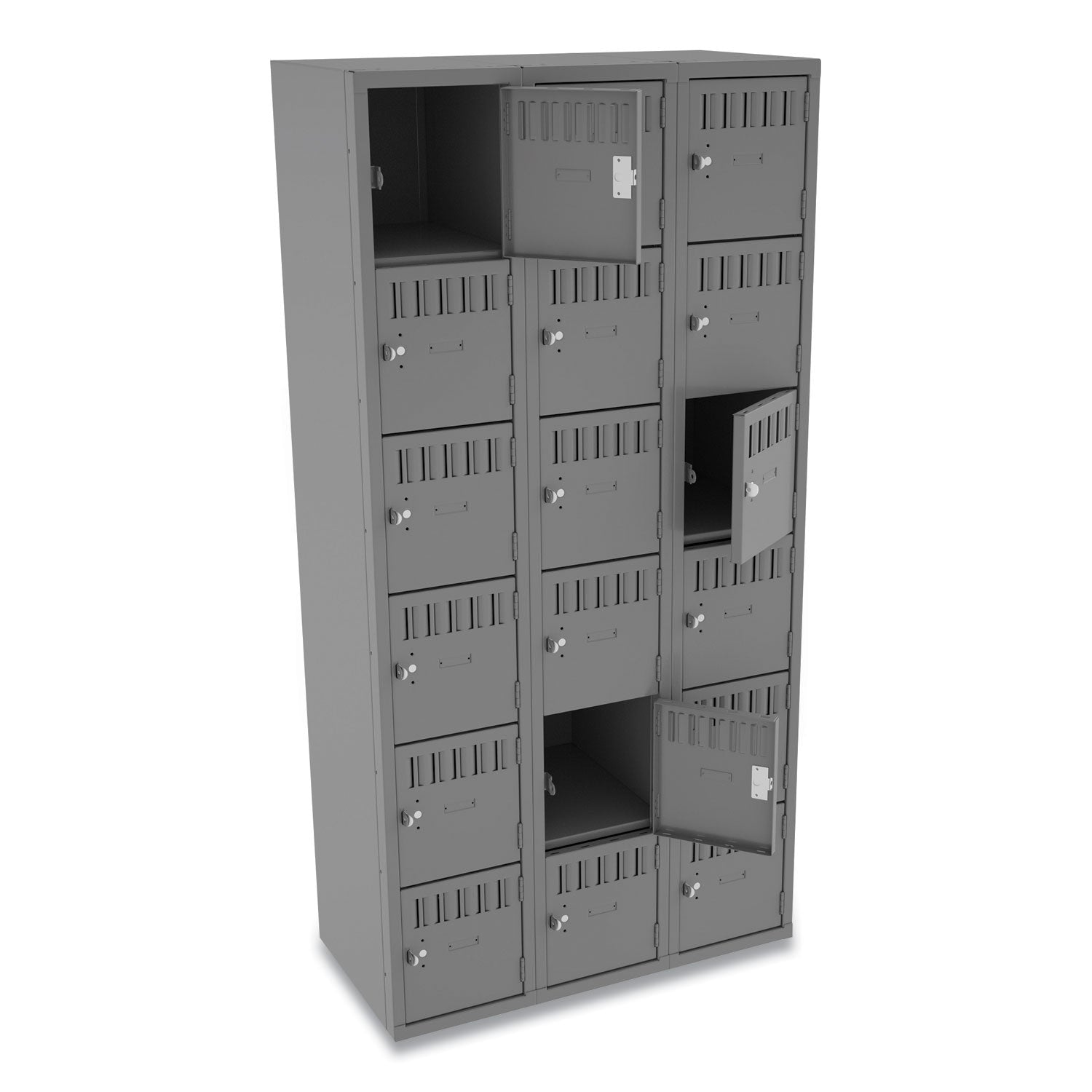Box Compartments, Triple Stack, 36w x 18d x 72h, Medium Gray