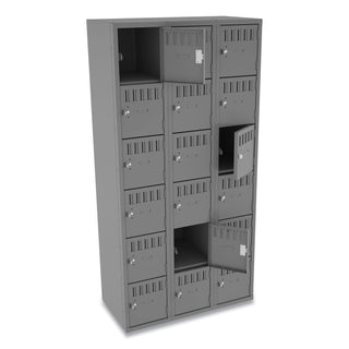 Box Compartments, Triple Stack, 36w x 18d x 72h, Medium Gray