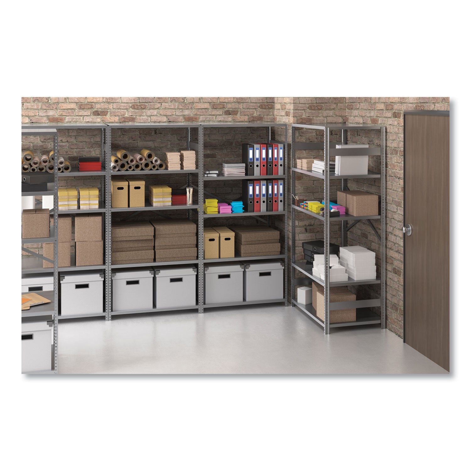 Closed Commercial Steel Shelving, Five-Shelf, 36w x 24d x 75h, Medium Gray - 