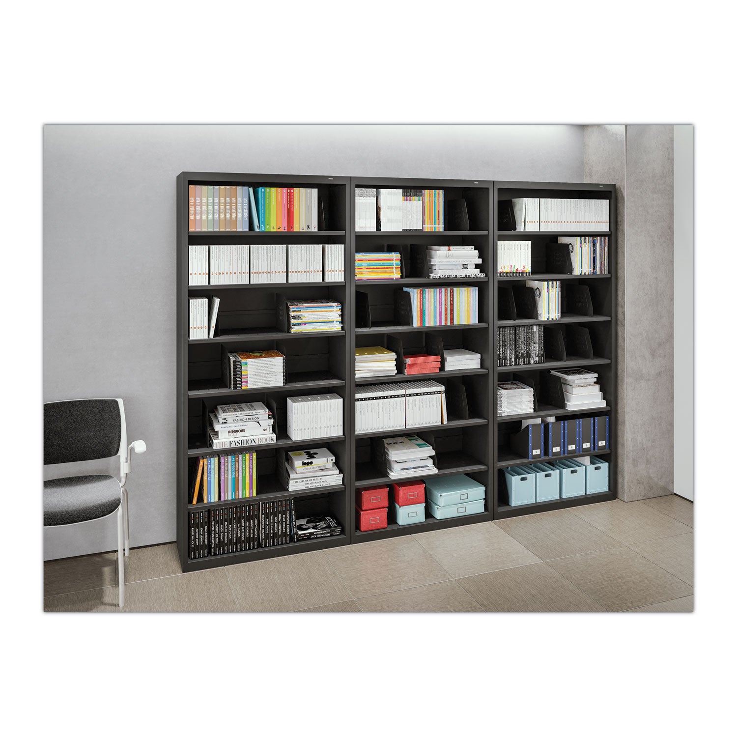 fixed-shelf-open-format-lateral-file-for-end-tab-folders-6-legal-letter-file-shelves-light-gray-36-x-165-x-7525_tnnfs360lgy - 2