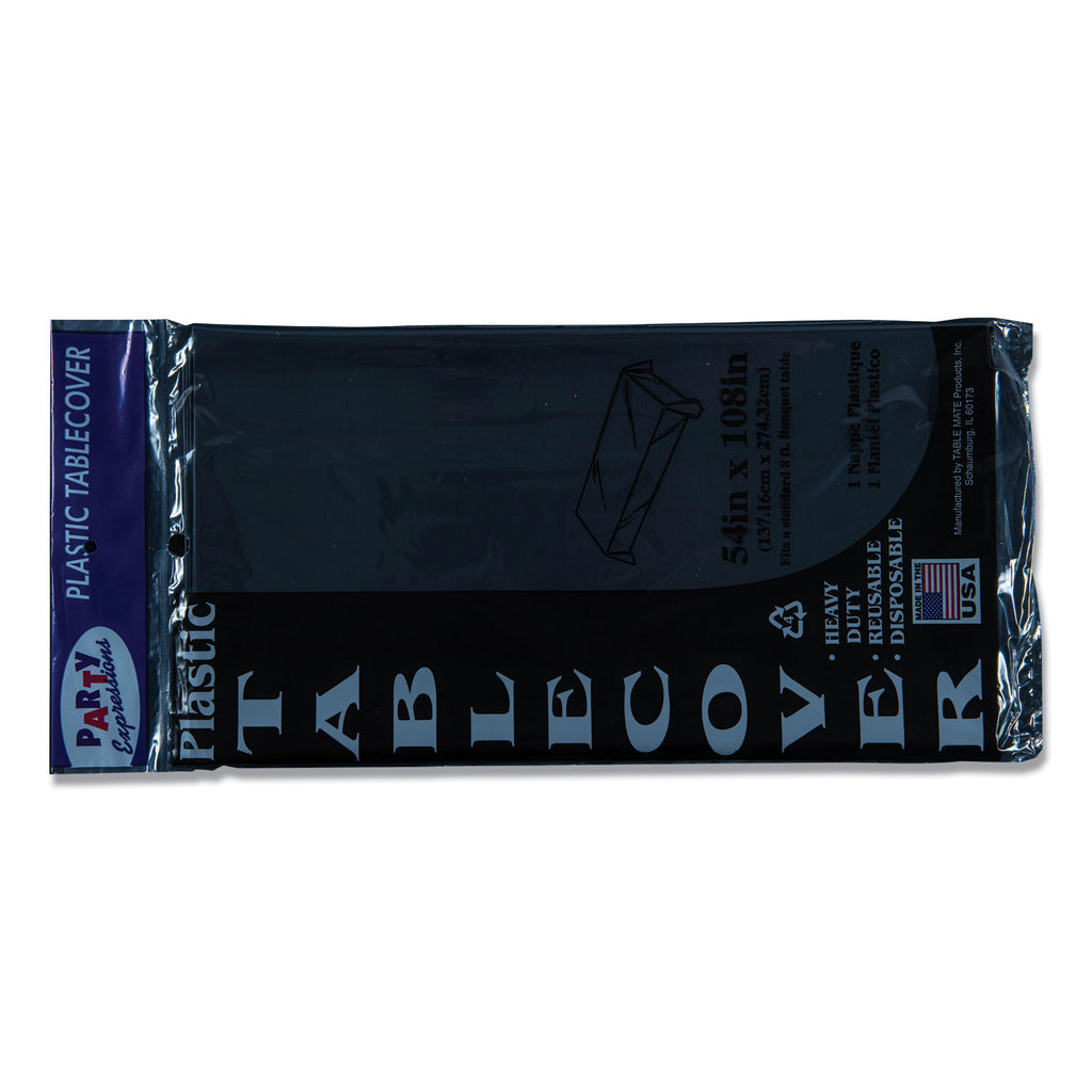 Table Set Rectangular Table Covers, Heavyweight Plastic, 54" x 108", Black, 6/Pack - 